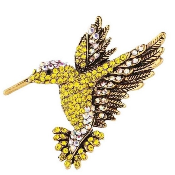 NWT Rhinestone Crystal Hummingbird Brooch Pin - Picture 5 of 7